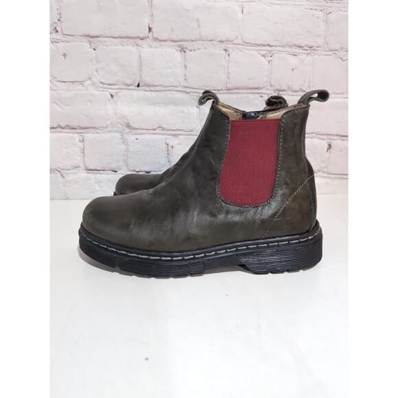 Zecchino d'Oro Kids Chelsea Zip Boots Distressed Olive Green Leather Italy Sz 28 - Picture 4 of 13